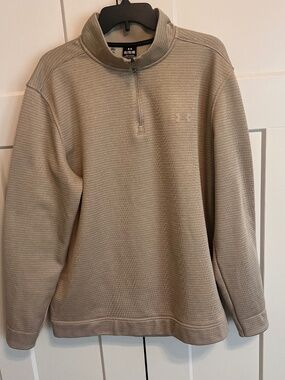 UA Under Armour Golf Storm Tan Pullover Long Sleeve Shirt Mens XL X-Large